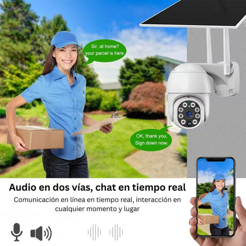 Cámara de Seguridad Solar PTZ 3MP HD exterior Tuya App