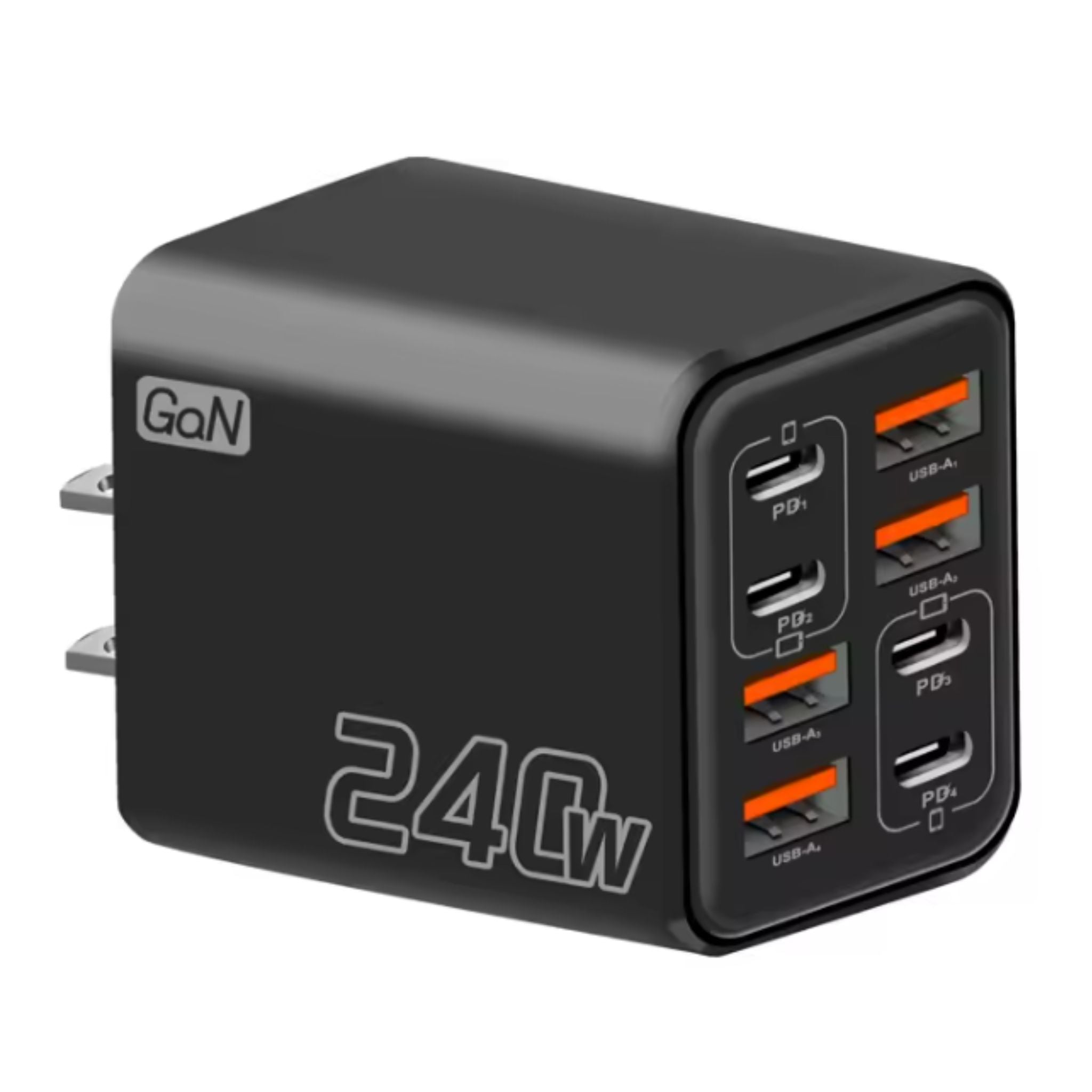 Cargador multipuerto 8 puertos 4PD 4USB carga rápida KEKE-F009 negro
