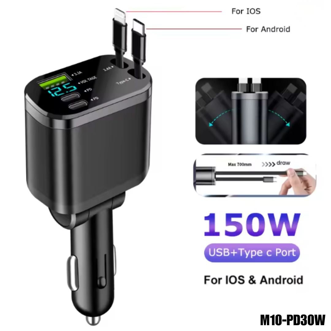 Cargador de carro 5 en 1 Súper rápido 150W - LA CASA DEL TELEFONO