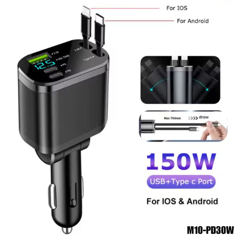 Cargador de carro 5 en 1 Súper rápido 150W