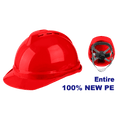 Casco de seguridad en color rojo, con barbiquejo y tafilete Emtop ESHT0321