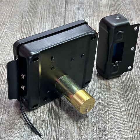 Cerradura eléctrica superficial 12VAC izquierda negro JS-712-BTK-L puerta hierro 