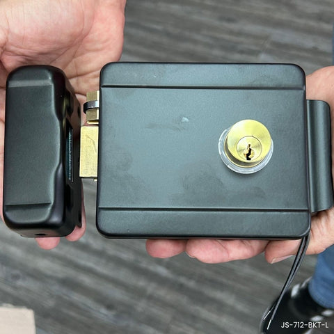 Cerradura eléctrica sobreponer 12VAC izquierda negro JS-712-BTK-L puerta hierro 