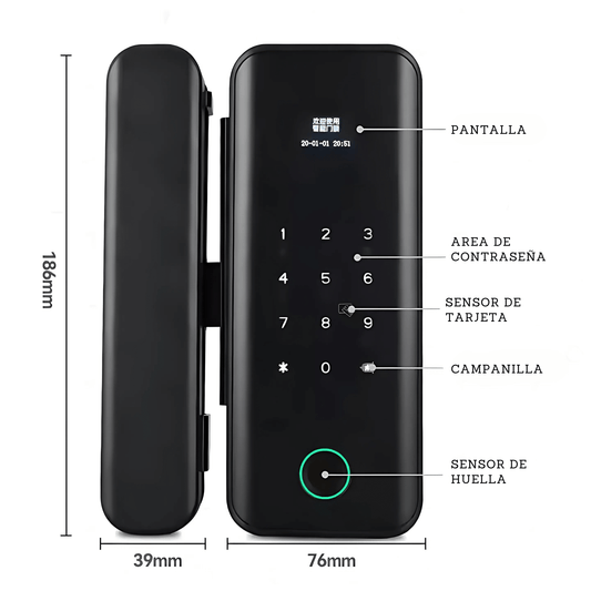 Cerradura Inteligente B3 para Puerta de Vidrio, Huella - LA CASA DEL TELEFONO
