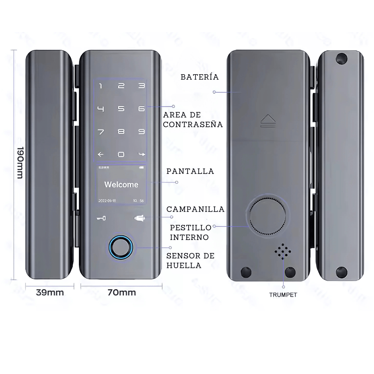 Cerradura Inteligente B4 para Puerta de Vidrio, Huella - LA CASA DEL TELEFONO