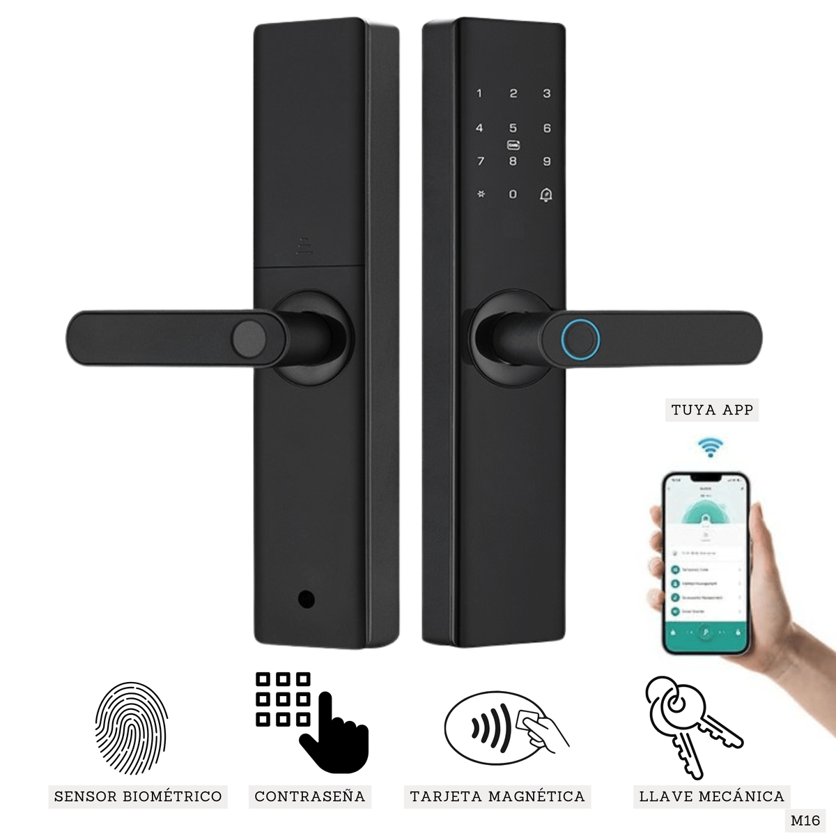 Cerradura inteligente biométrica para puerta de seguridad M16 - LA CASA DEL TELEFONO