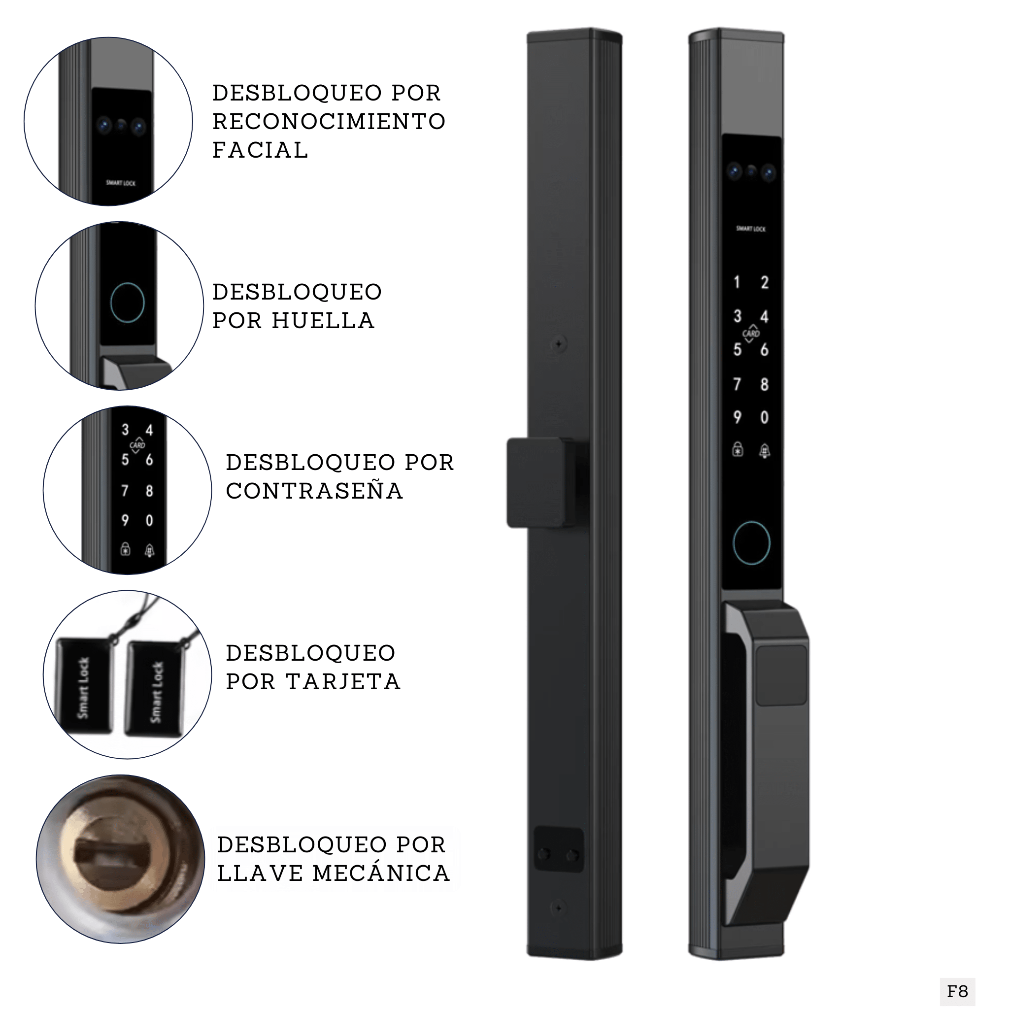 Cerradura inteligente con reconocimiento facial 3D Smart lock F8 - LA CASA DEL TELEFONO