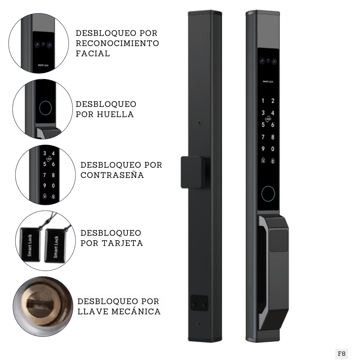 Cerradura inteligente con reconocimiento facial 3D Smart lock F8 - LA CASA DEL TELEFONO
