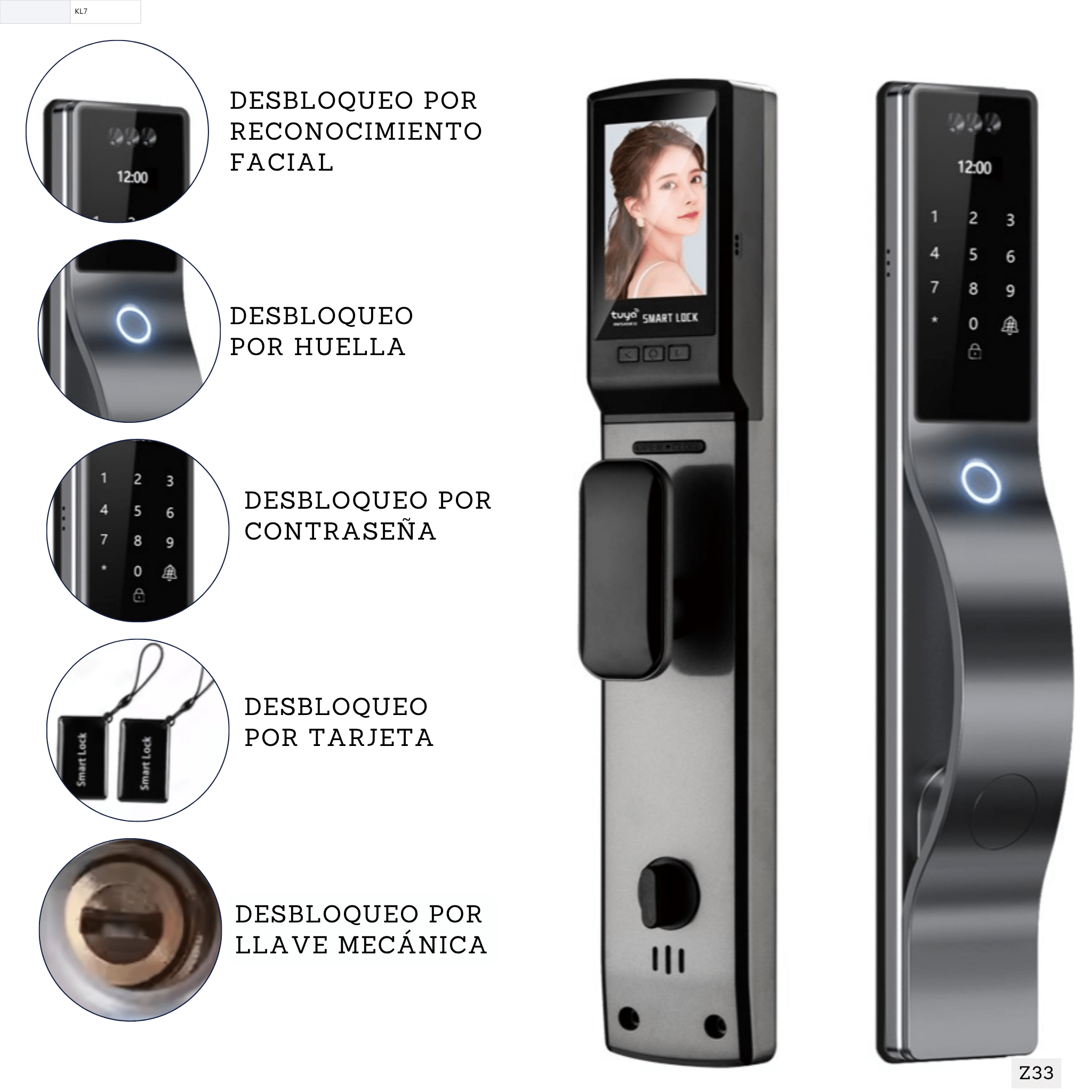 Cerradura inteligente con reconocimiento facial Smart lock Z33 - LA CASA DEL TELEFONO