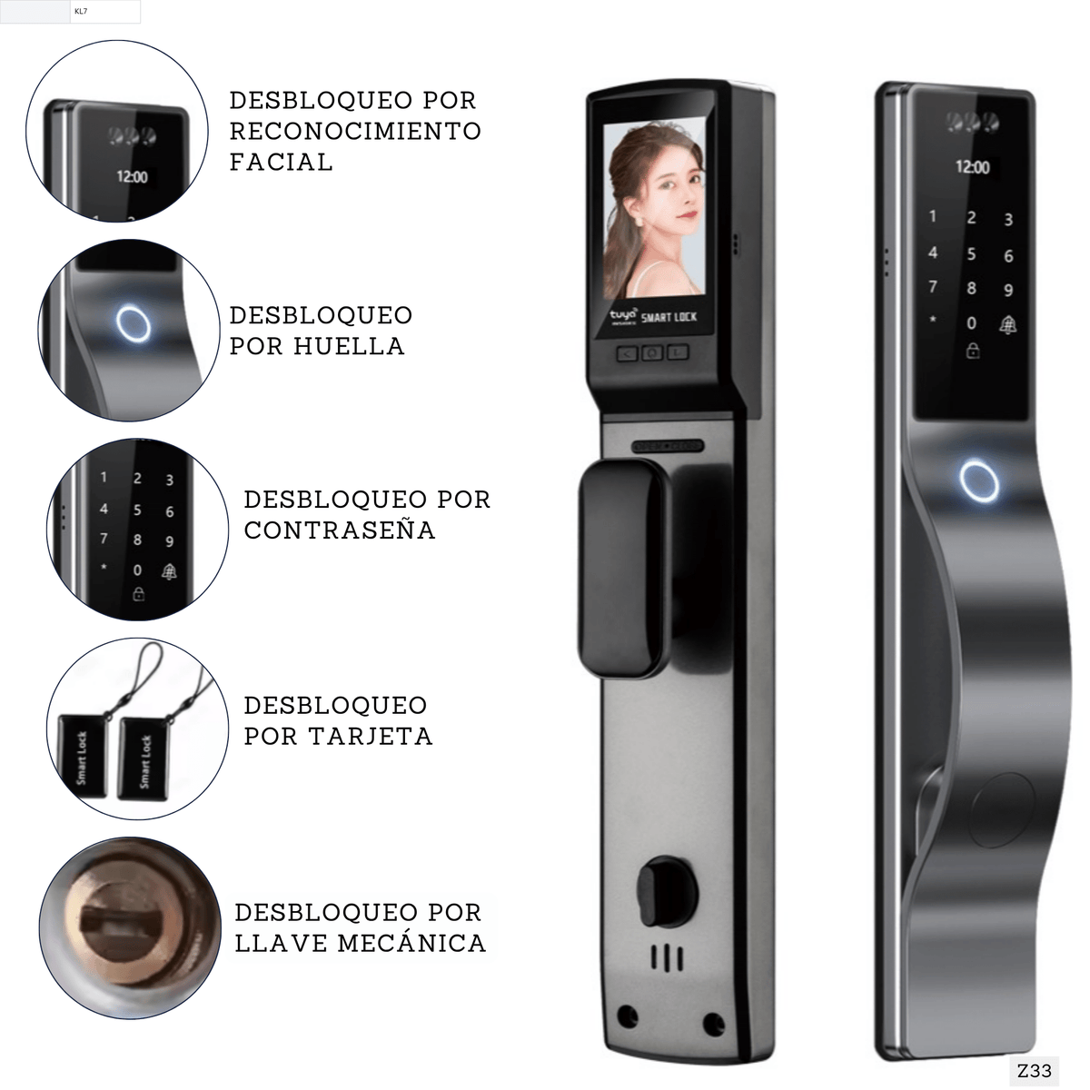 Cerradura inteligente con reconocimiento facial Smart lock Z33 - LA CASA DEL TELEFONO