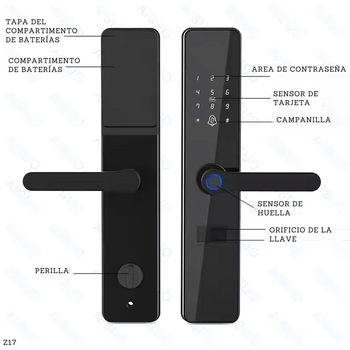 Cerradura Inteligente Huella, Tarjeta y Clave Z17 - LA CASA DEL TELEFONO