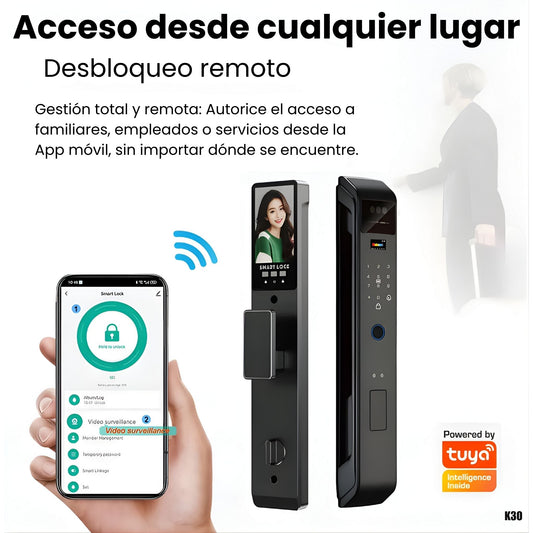 Cerradura Inteligente K30: reconocimiento Facial 3D, Wi-Fi, App Tuya - LA CASA DEL TELEFONO