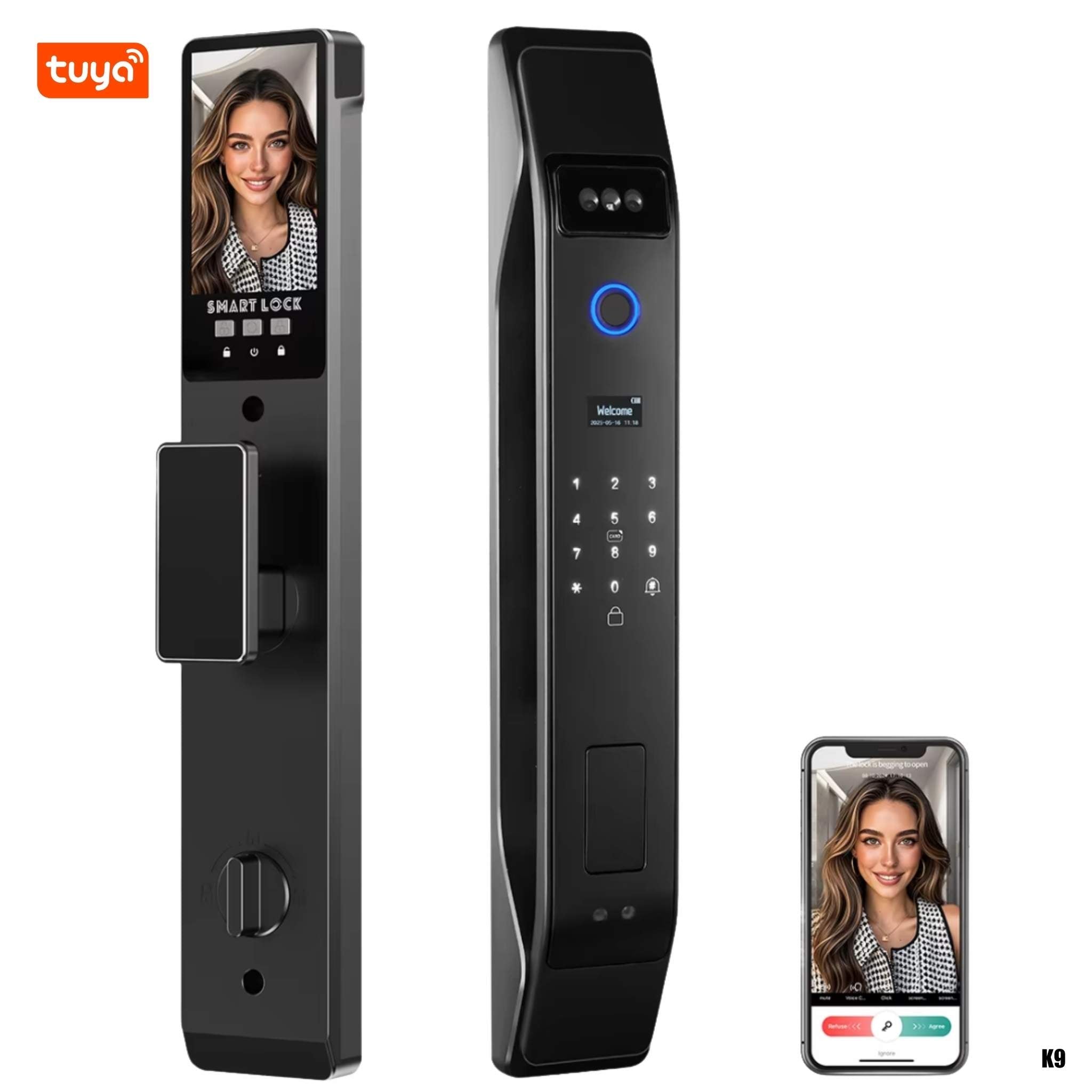 Cerradura inteligente K9: Reconocimiento facial 3D, APP Tuya - LA CASA DEL TELEFONO