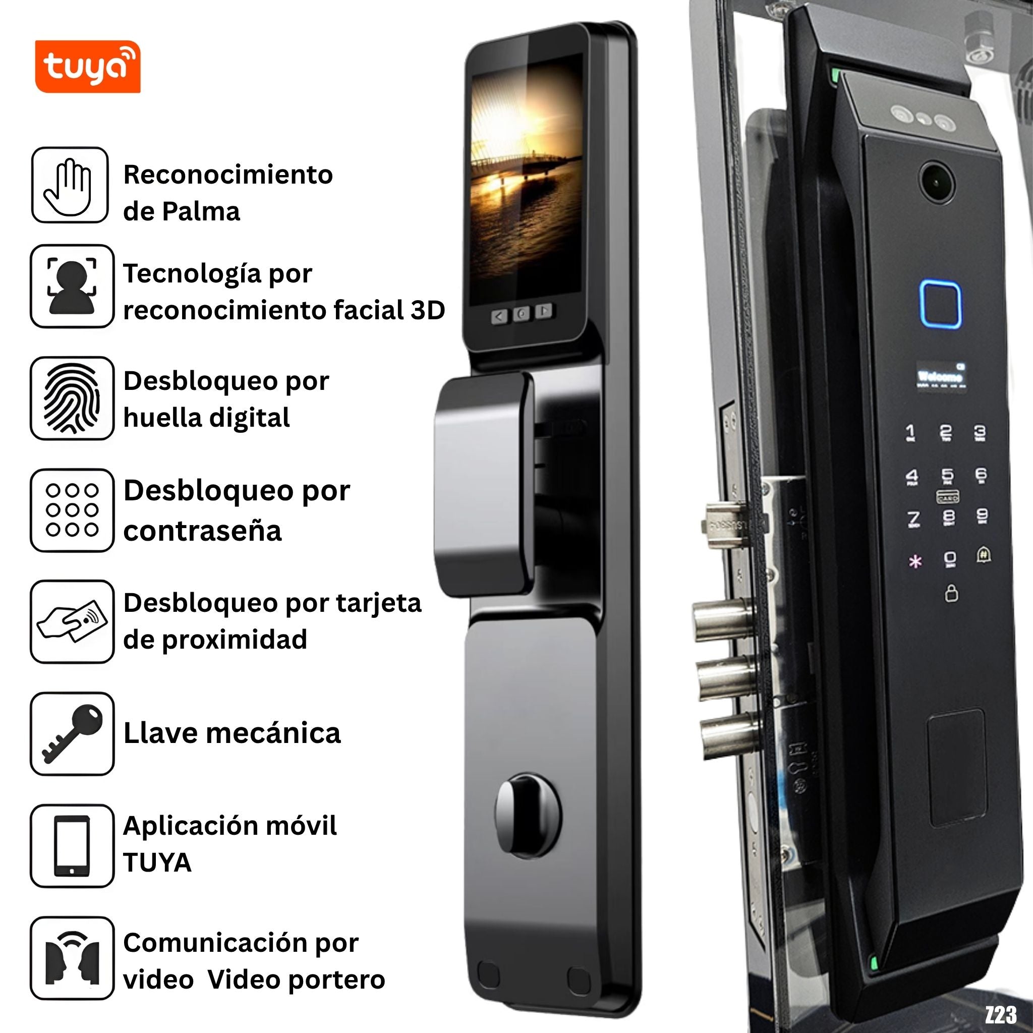 Cerradura inteligente Z23 con reconocimiento facial y palma