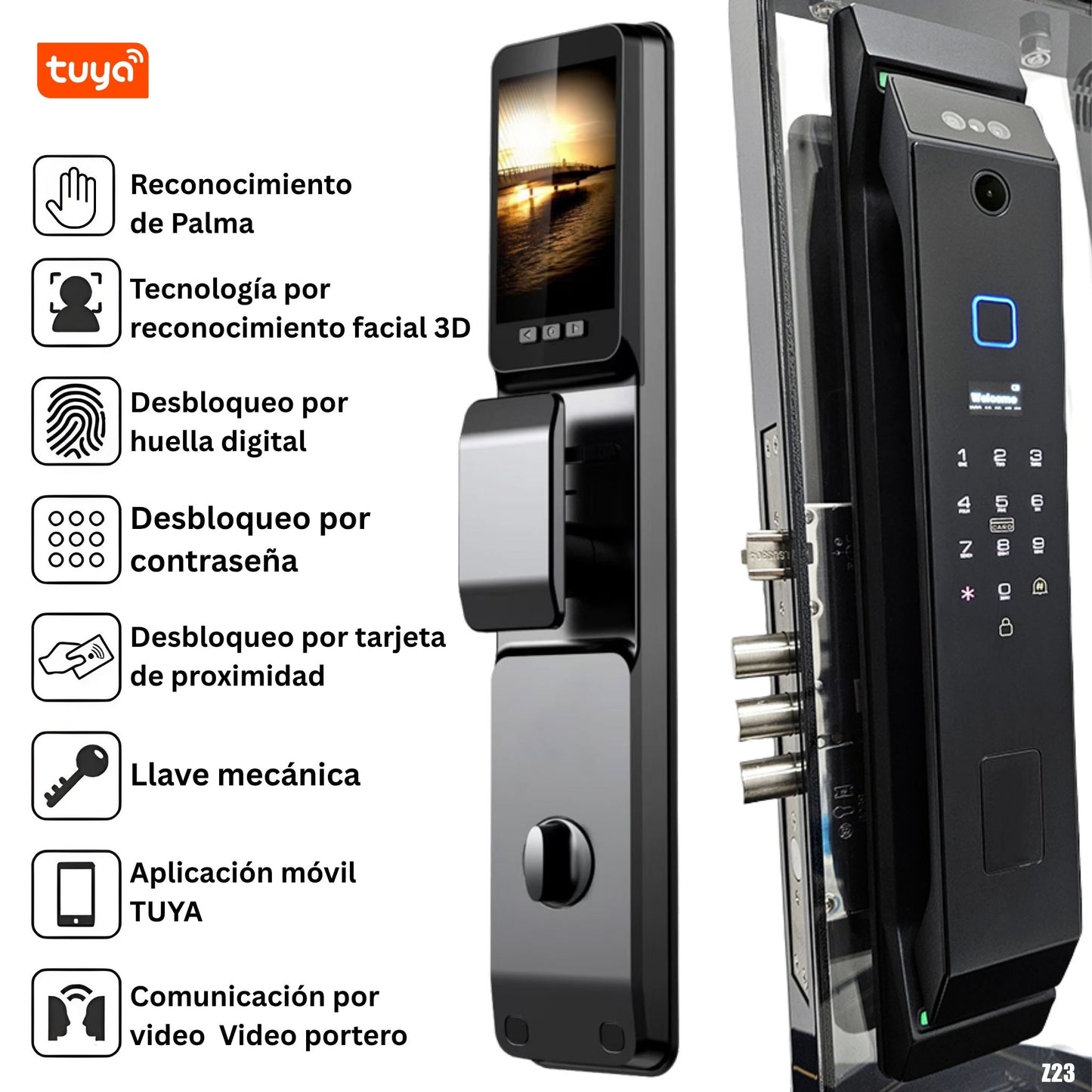 Cerradura inteligente Z23 con reconocimiento facial y palma