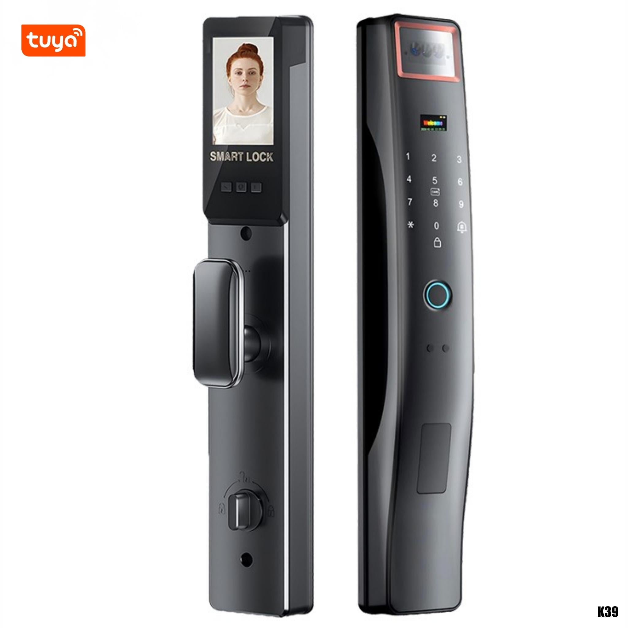 Cerradura inteligente K39 wifi apertura por celular, rostro, huella, clave