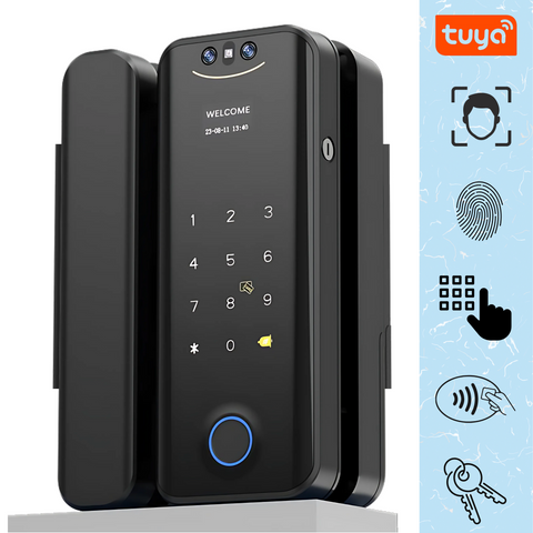 Cerradura inteligente para puerta de vidrio: facial, huella, tarjeta y llave Smart lock B1