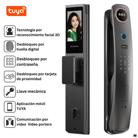 Cerradura H8: reconocimiento facial 3D, Wi-Fi Tuya