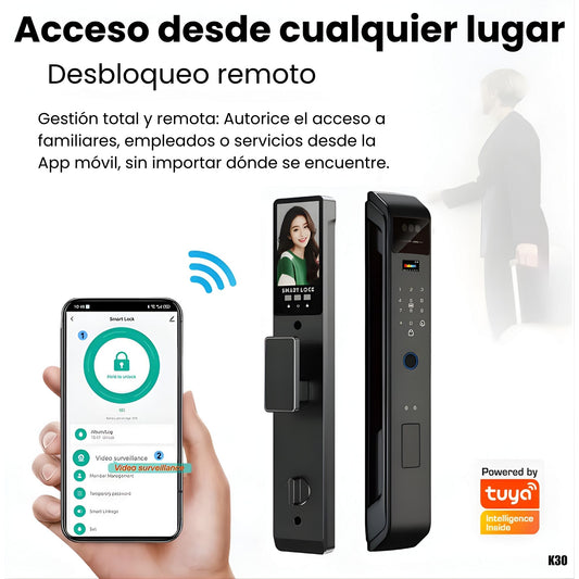 Cerradura Inteligente K30: reconocimiento Facial 3D, Wi-Fi, App Tuya