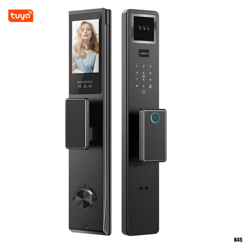 Cerradura digital K45 apertura por rostro, huella, clave y desde el celular
