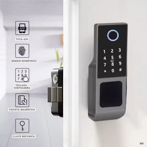 Cerradura inteligente para puerta de hierro reconocimiento huella dactilar clave tarjeta magnetica