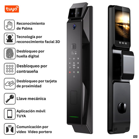 Cerradura Z22: reconocimiento facial 3D y palma, Wi-Fi Tuya