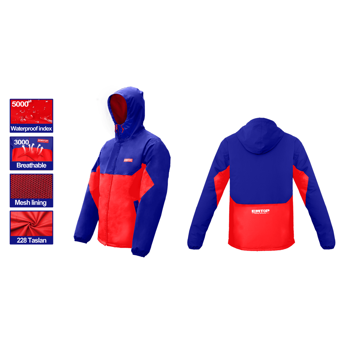 Chaqueta para protección contra vientos y lluvias ligeras, talla XL Emtop EJCT01XL - LA CASA DEL TELEFONO