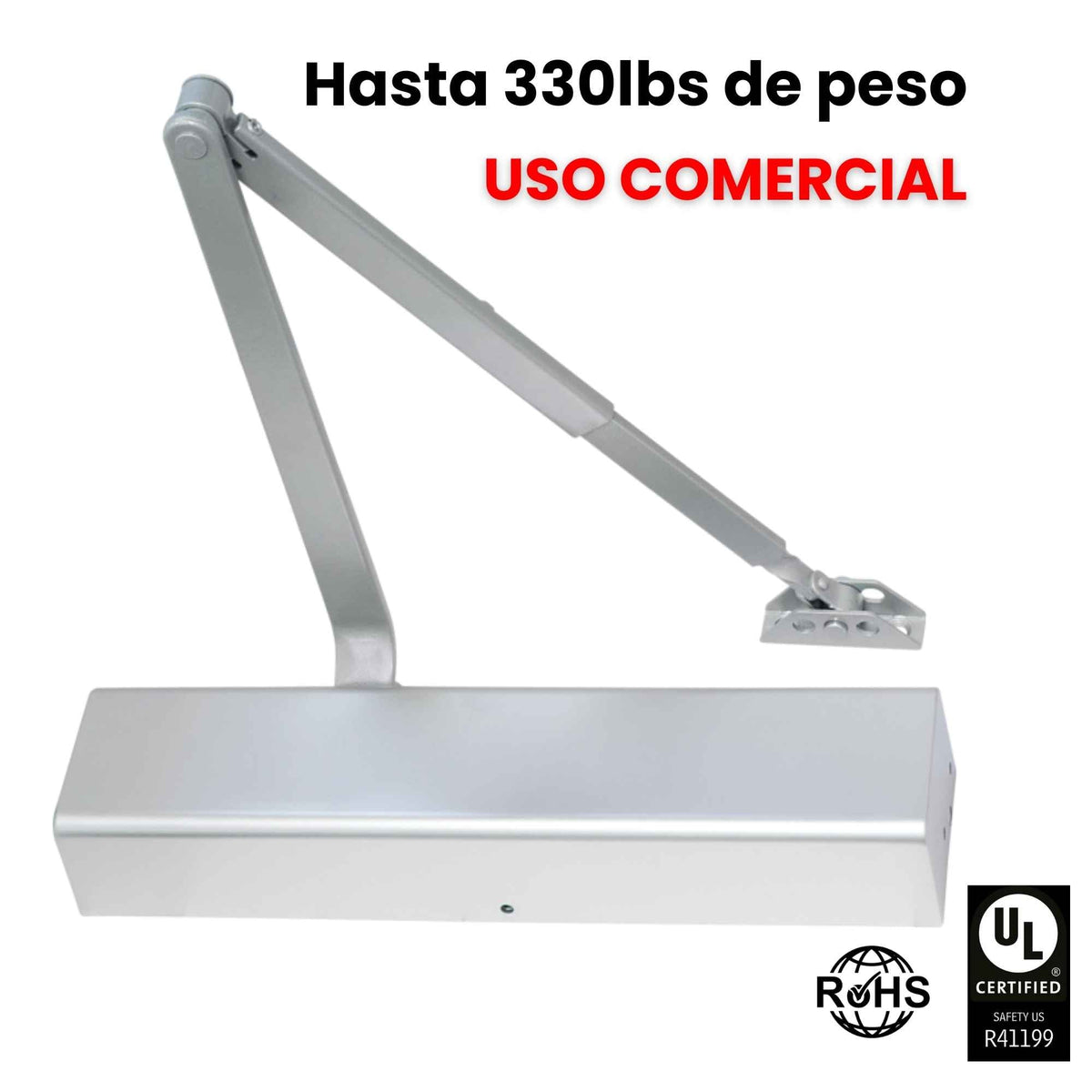 Cierrapuertas USO COMERCIAL Enforcer SD-C101-SBAQ para puerta hasta 330 libras - LA CASA DEL TELEFONO