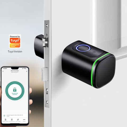 Cilindro inteligente sin llave con huella, app Tuya y tarjeta de proximidad