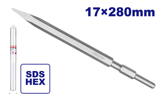 Cincel de punta encastre SDS HEX 17x280mm Emtop ECHS072802 - LA CASA DEL TELEFONO