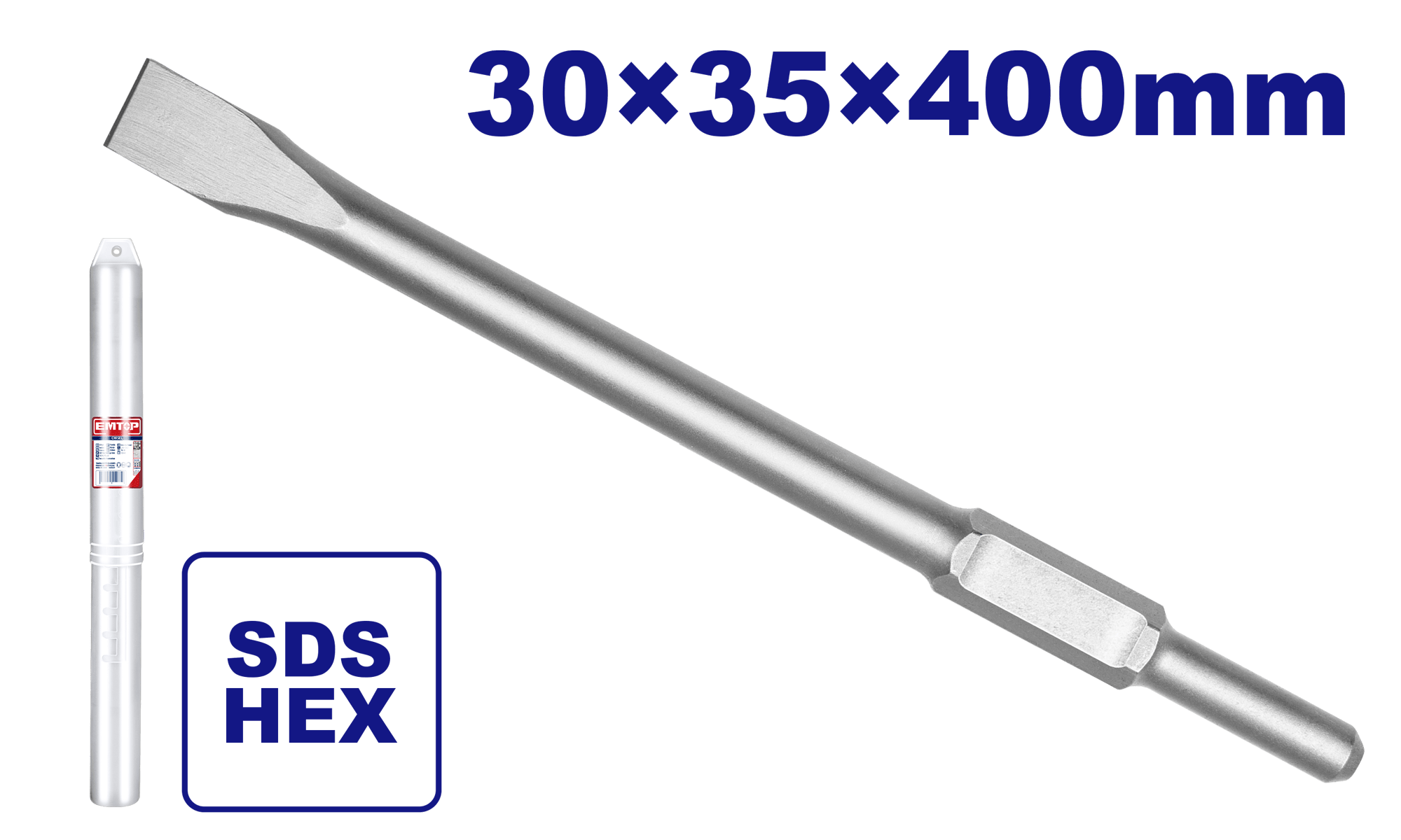 Cincel plano SDS HEX 30x35x400mm Emtop ECHS034352 - LA CASA DEL TELEFONO