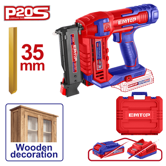 Clavadora de madera inalámbrica 20V 10-35mm Emtop ELBNLI3603 - LA CASA DEL TELEFONO