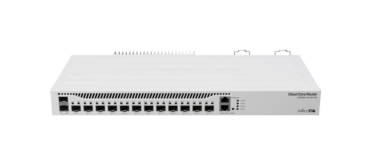 Cloud Core Router Mikrotik CCR2004-1G-12S+2XS 12 puertos 10G SFP+, 2 puertos 25G SFP28 - LA CASA DEL TELEFONO