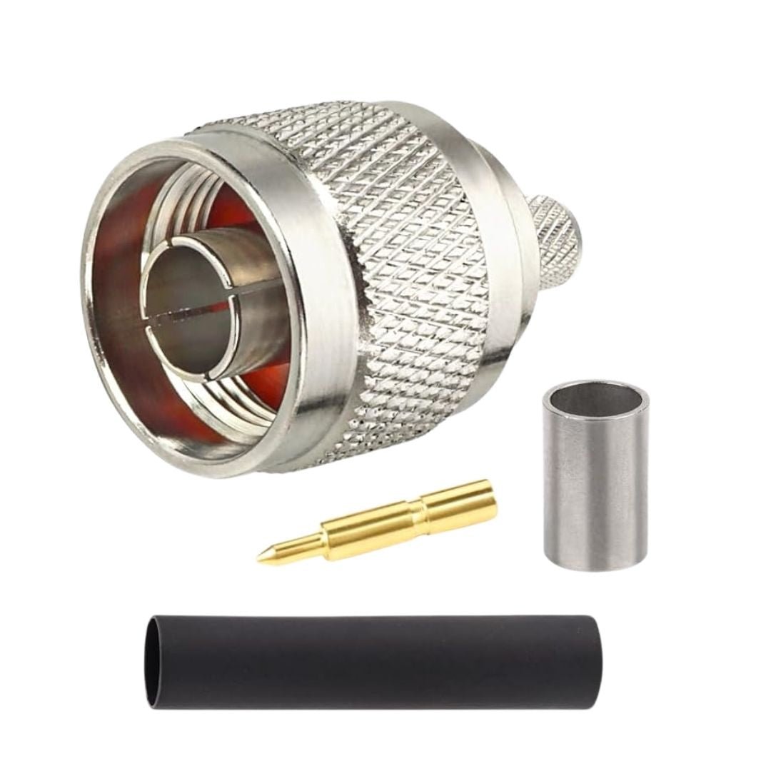 Conector N macho de crimpado para cable coaxial RG8X y LMR240 - LA CASA DEL TELEFONO