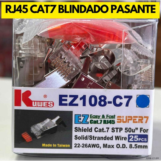 Conector RJ45 EZ Cat7 STP KUWES EZ108-C7 oro 50 microinches cableado red Panamá 