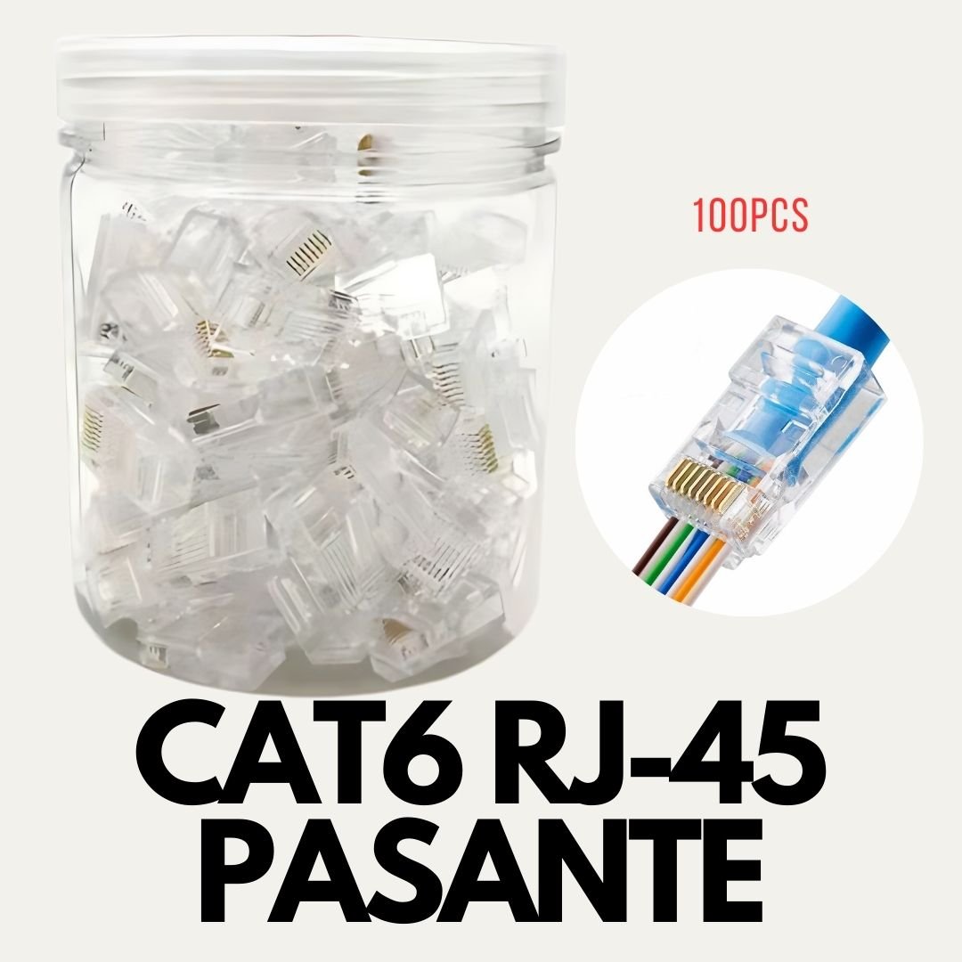 Conector RJ45 pasante CAT6 100 unidades – EZRJ45-U6-U - LA CASA DEL TELEFONO