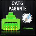 Conectores RJ45 Cat6 pasantes color verde, bolsa de 100 unidades