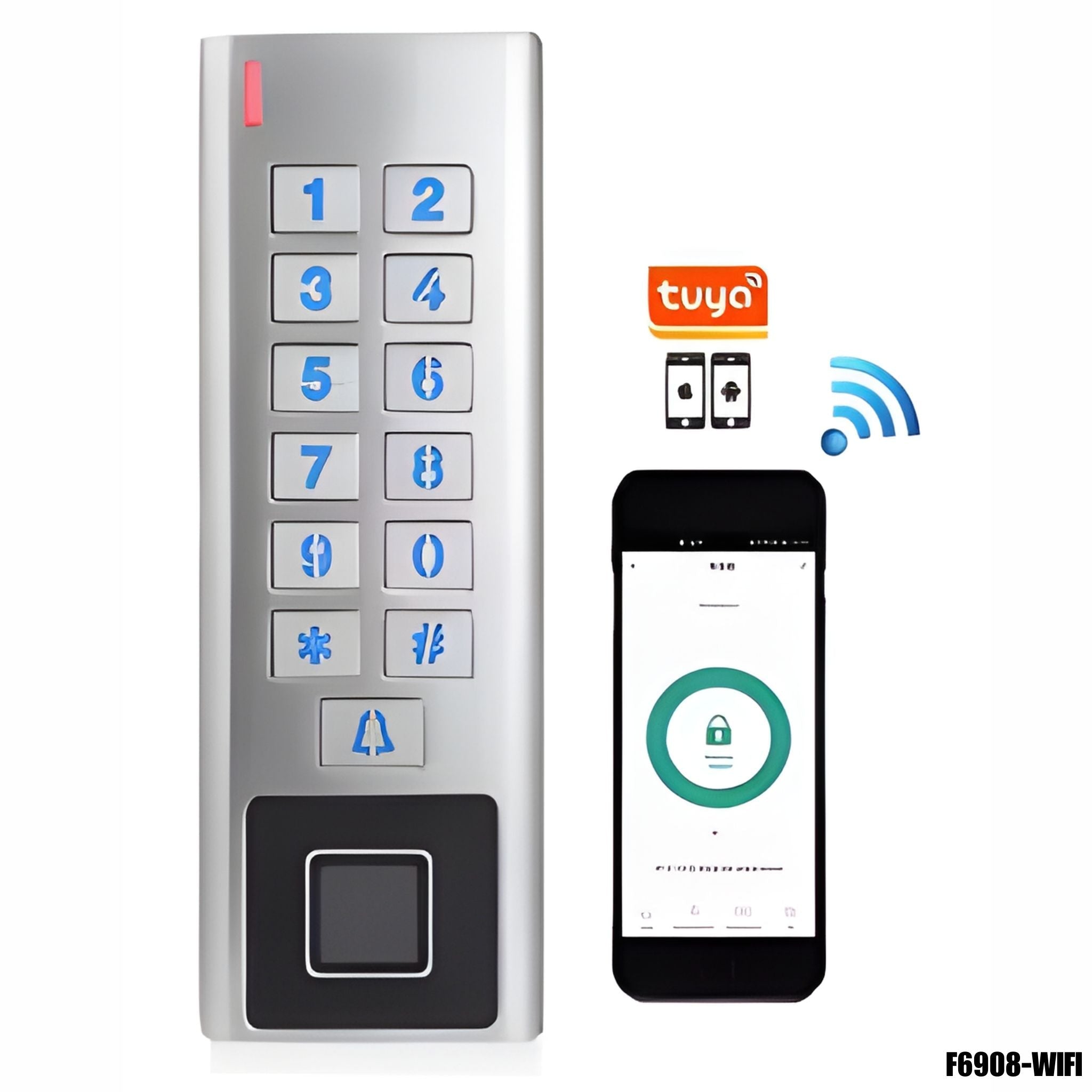 Control de acceso Smart Wi-Fi con huella y App Tuya – exterior F6908-WIFI - LA CASA DEL TELEFONO