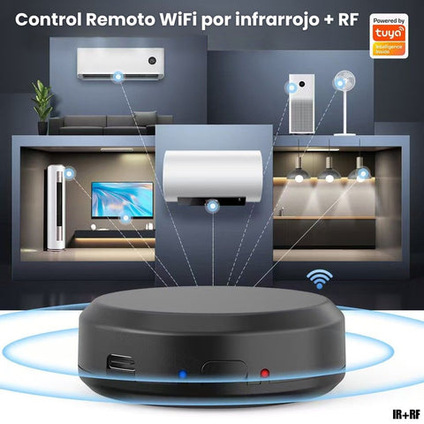 Control remoto inteligente WiFi IR + RF con Tuya – Controla aire acondicionado, TV y electrodomésticos