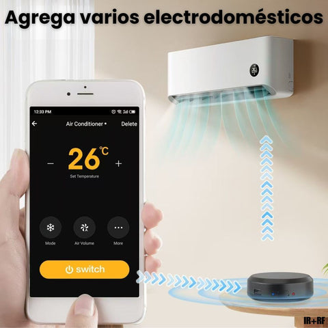 Control remoto inteligente WiFi IR + RF con Tuya – Controla aire acondicionado, TV y electrodomésticos