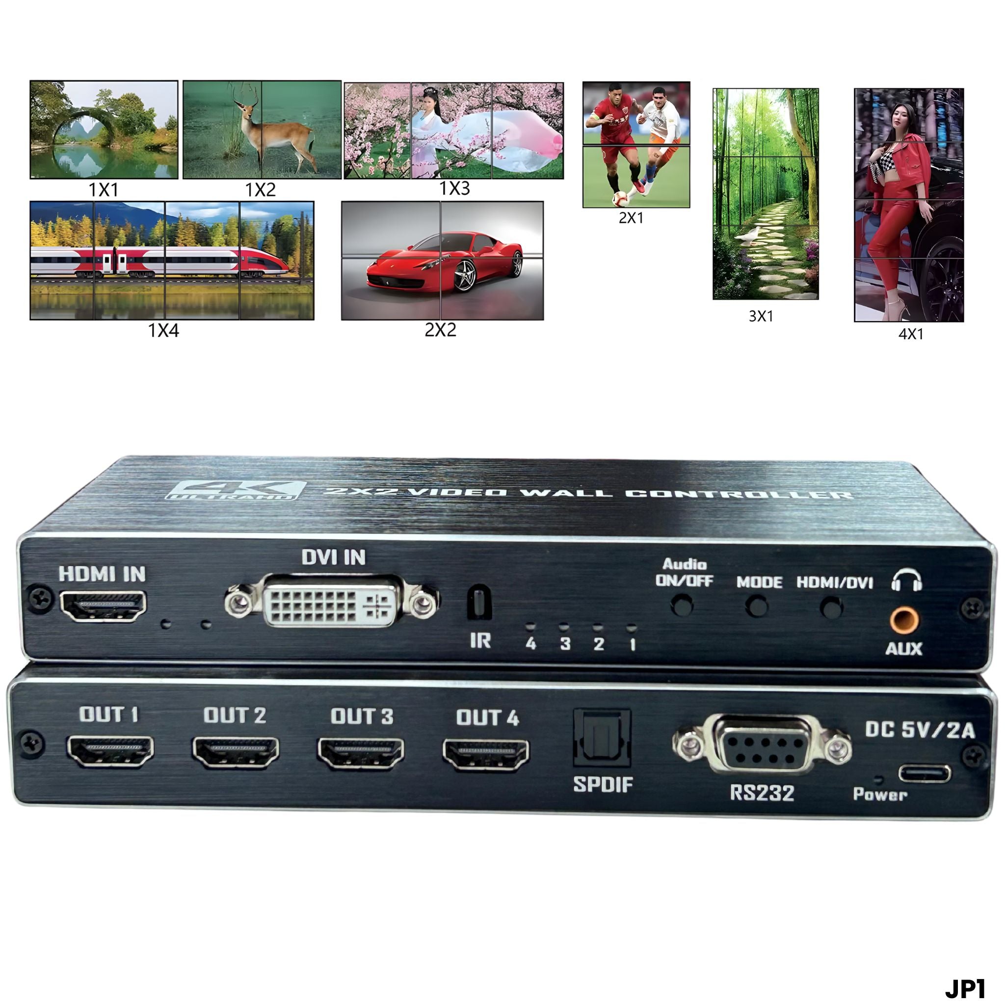 Controlador video wall JP1 2x2 4K HDMI 8 modos union audio 5.1 Panama 