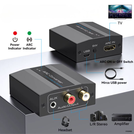 Convertidor de audio ARC HDMI a RCA y AUX CV124AD 