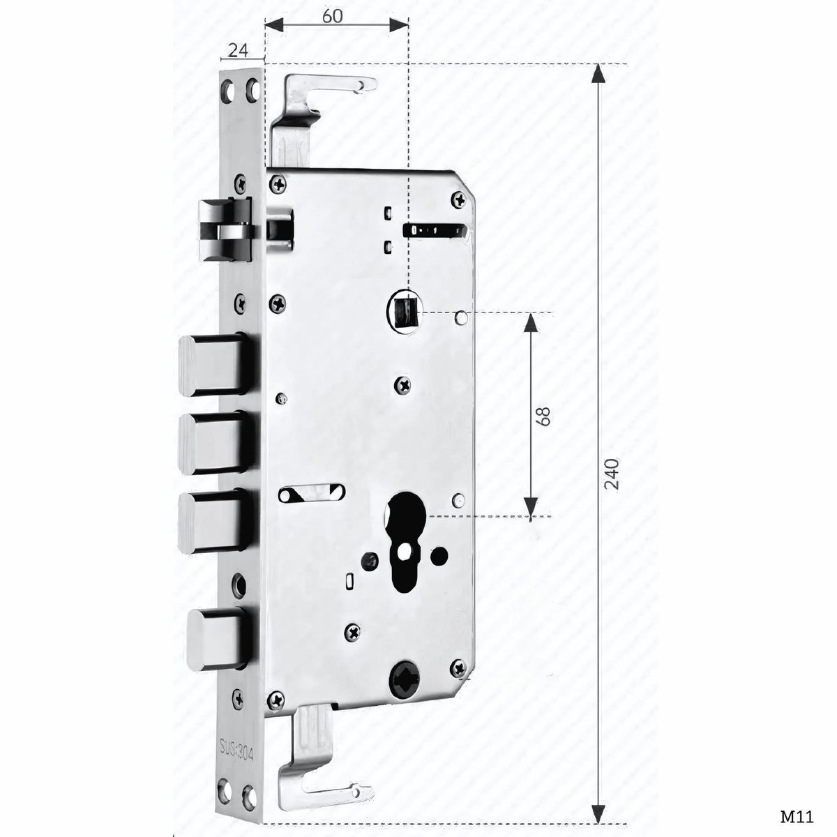 Cuerpo de Cerradura 24x240mm Ganchos Múltiples M11 - LA CASA DEL TELEFONO