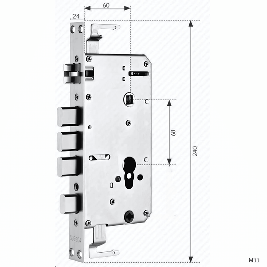 Cuerpo de Cerradura 24x240mm Ganchos Múltiples M11 - LA CASA DEL TELEFONO