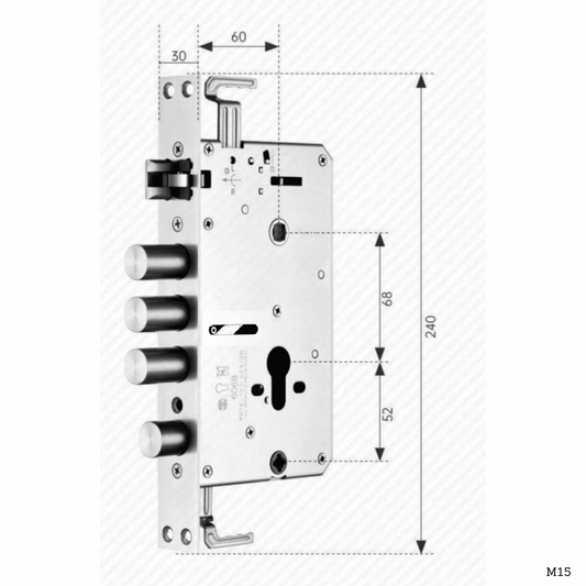 Cuerpo de Cerradura 30x240mm Ganchos Múltiples M15 - LA CASA DEL TELEFONO
