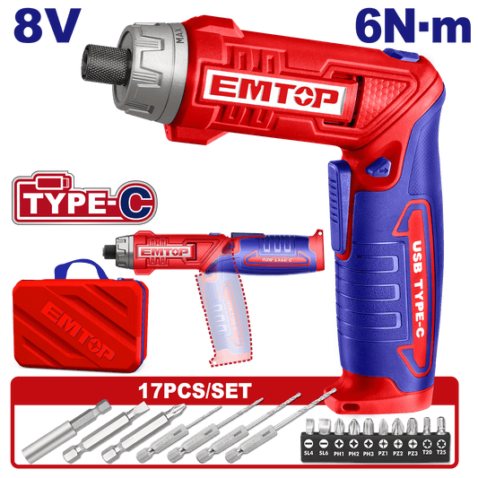 Destornillador inalámbrico 6Nm Emtop ECSR0803 - LA CASA DEL TELEFONO