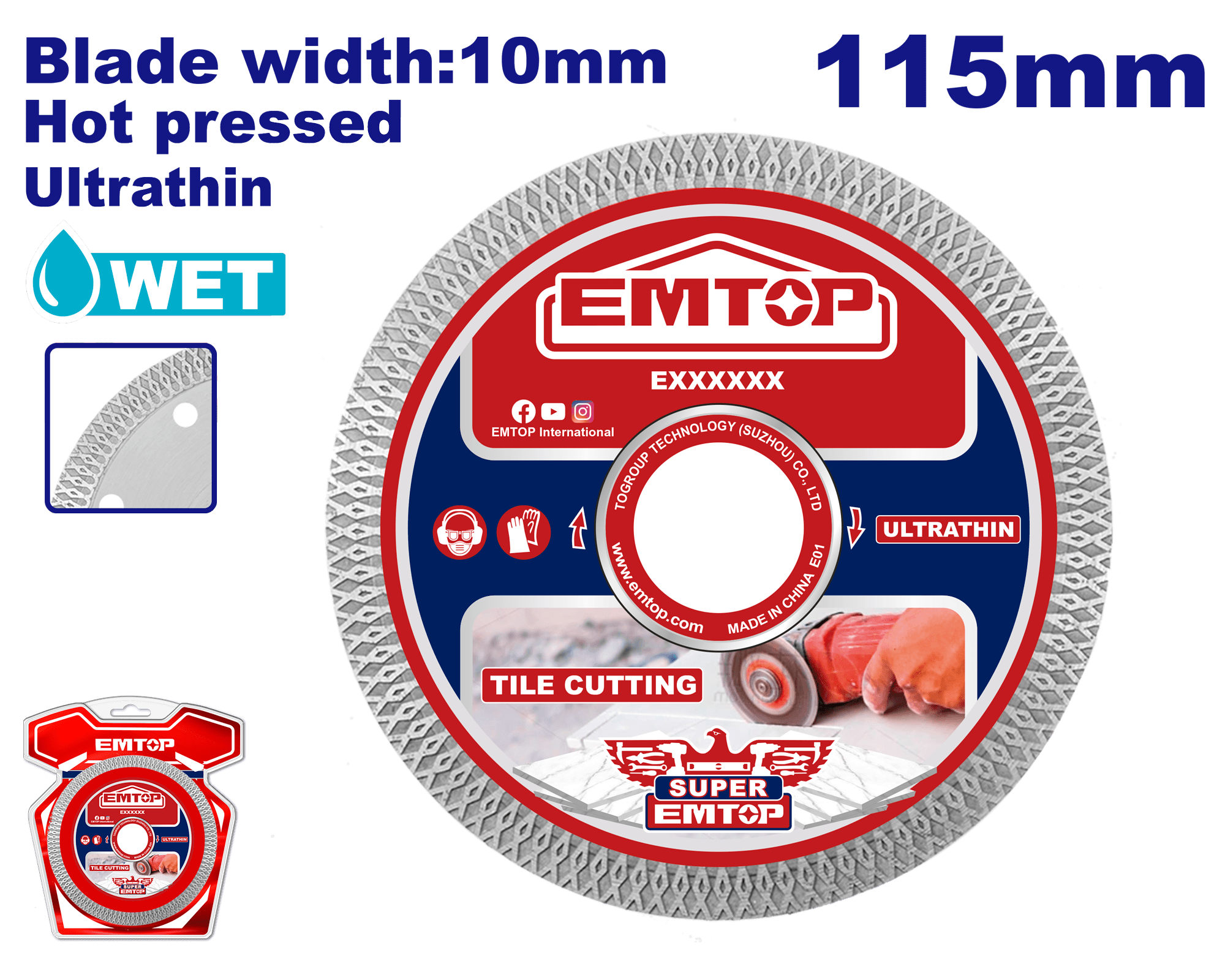 Disco de diamante ultrafino con borde de malla de 4-1/2 uso industrial Emtop EDDCH81151 - LA CASA DEL TELEFONO