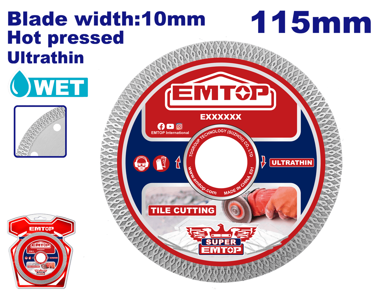 Disco de diamante ultrafino con borde de malla de 4-1/2 uso industrial Emtop EDDCH81151 - LA CASA DEL TELEFONO