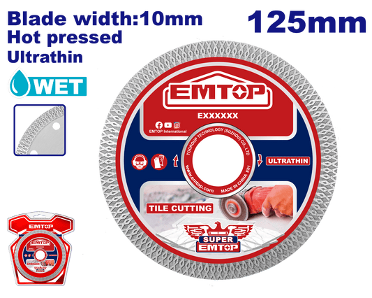 Disco de diamante ultrafino con borde de malla de 5” uso industrial Emtop EDDCH81251 - LA CASA DEL TELEFONO