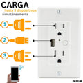 Enchufe de Pared Inteligente doble WiFi Tuya con puerto USB